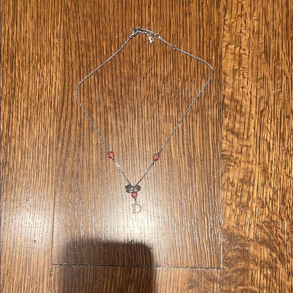 Dior Silver Necklace with Pink Accents